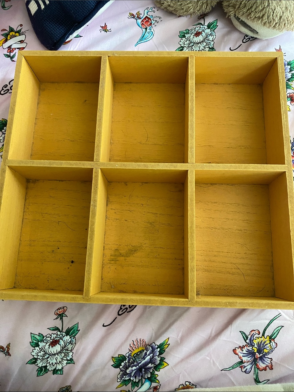 Yellow Wooden 6-Compartment Organizer Tray